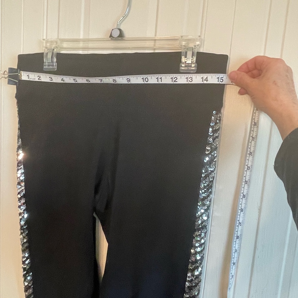 Black Leggings with Silver Sequin Stripes - Picture 9 of 9